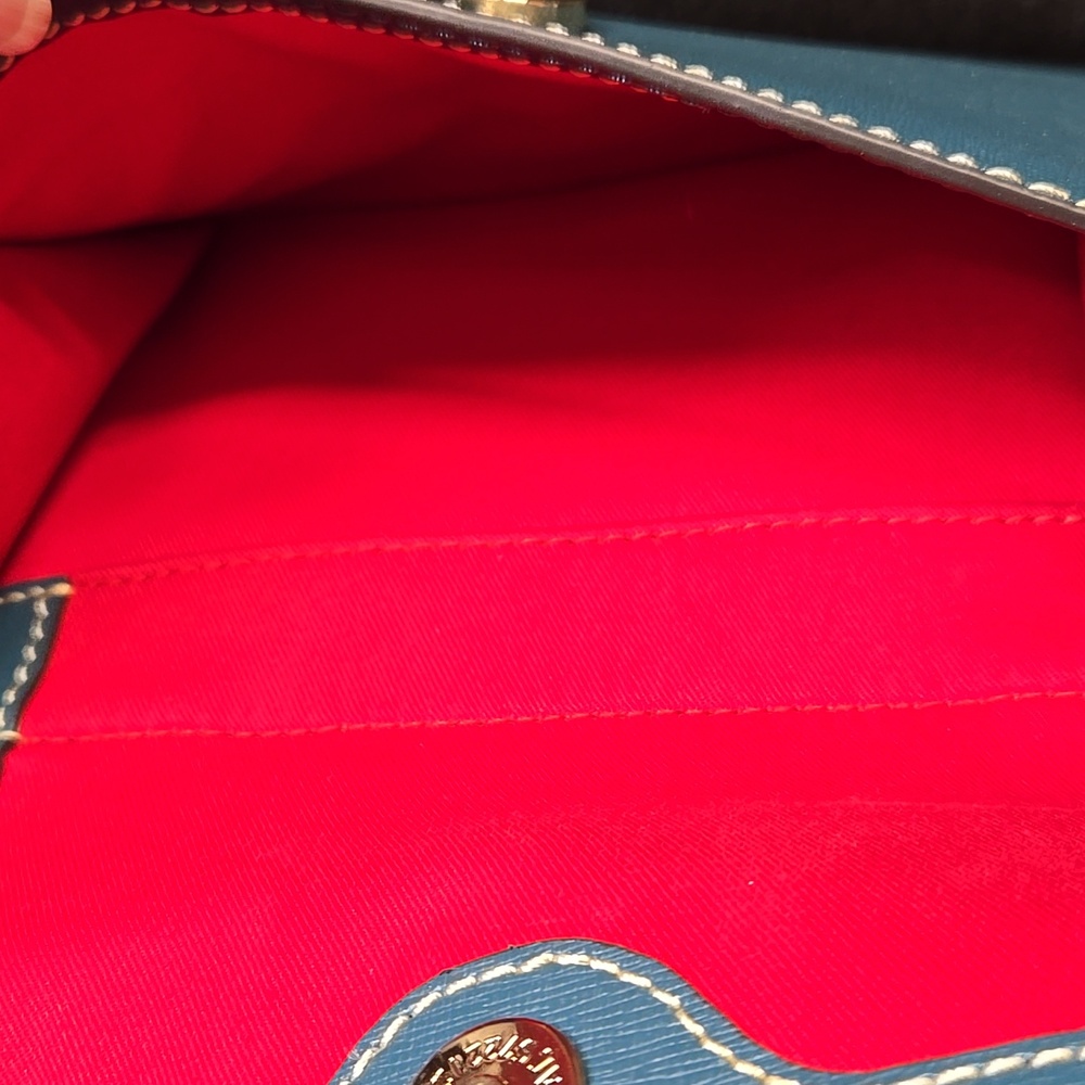 Dooney & Bourke Teal Blue Leather Satchel - Picture 7 of 9